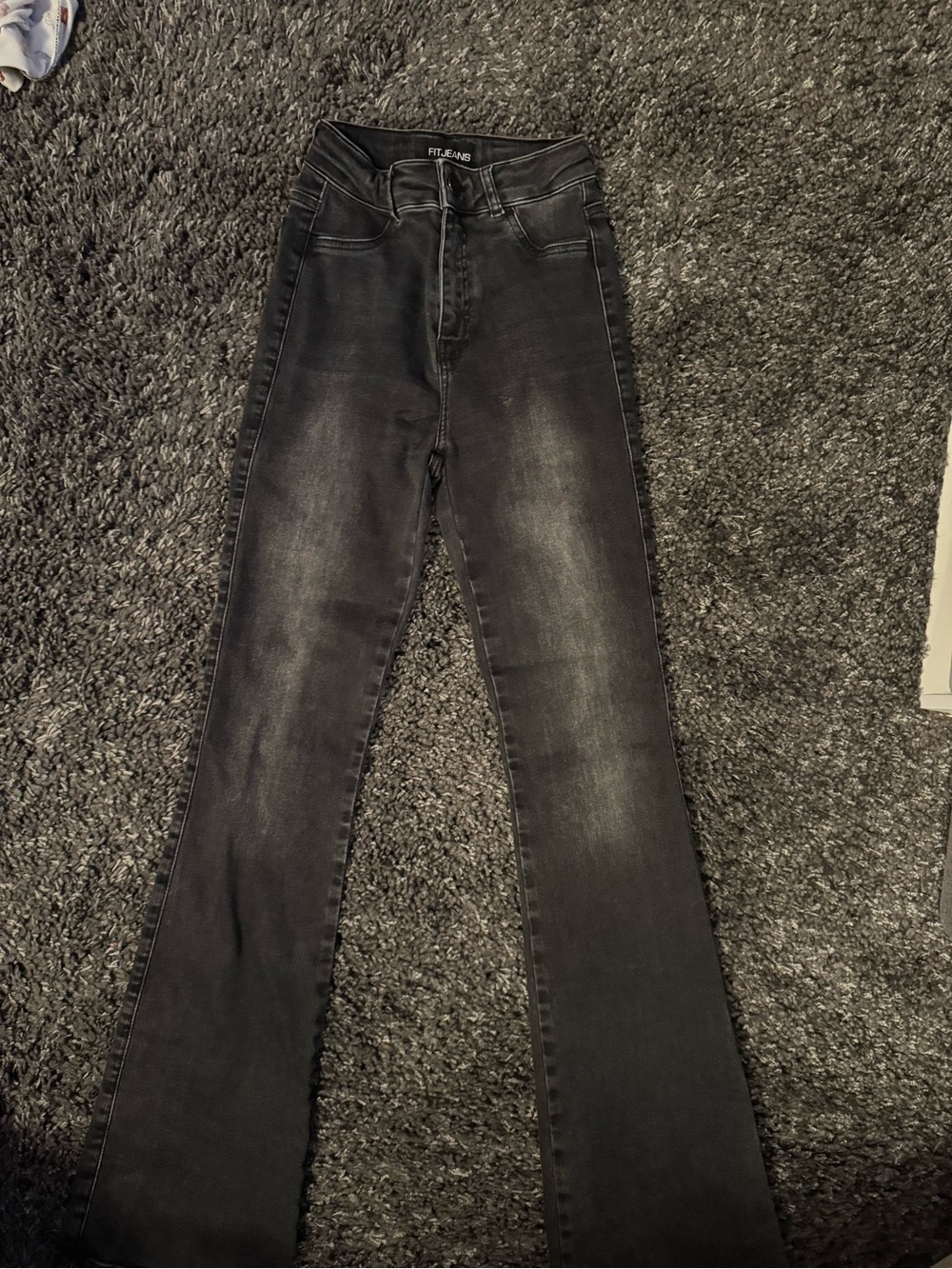 FITJEANS Women's High-Rise Washed Black Flare Jeans